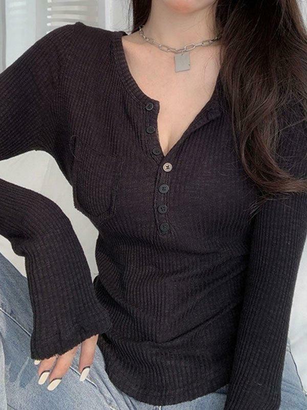 Y2K Aesthetic Button Front Crop Knit Top for Women - Coquette & Grunge Style Fashion