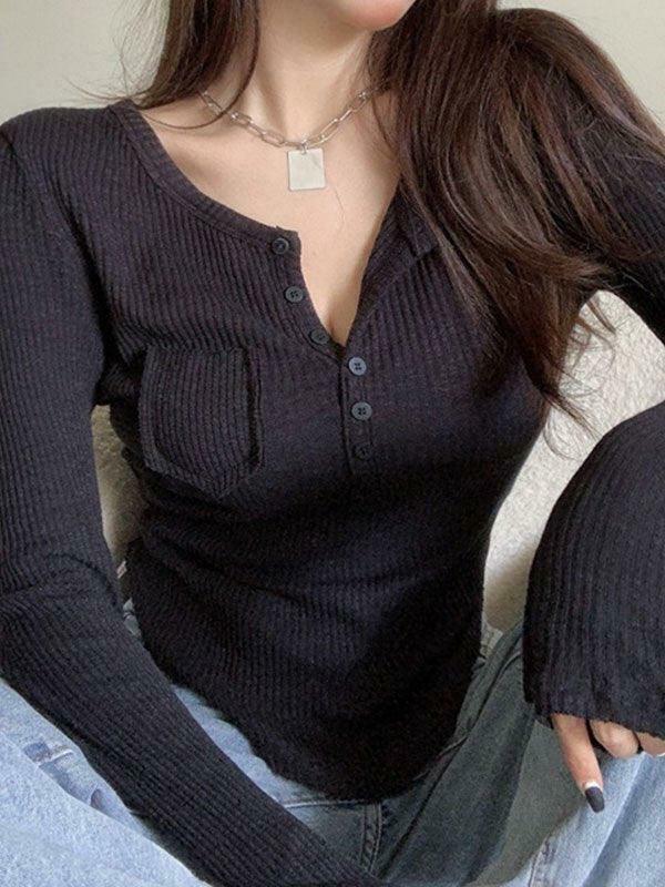 Y2K Aesthetic Button Front Crop Knit Top for Women - Coquette & Grunge Style Fashion