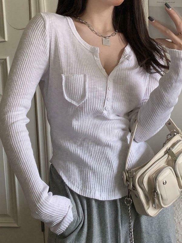 Y2K Aesthetic Button Front Crop Knit Top for Women - Coquette & Grunge Style Fashion