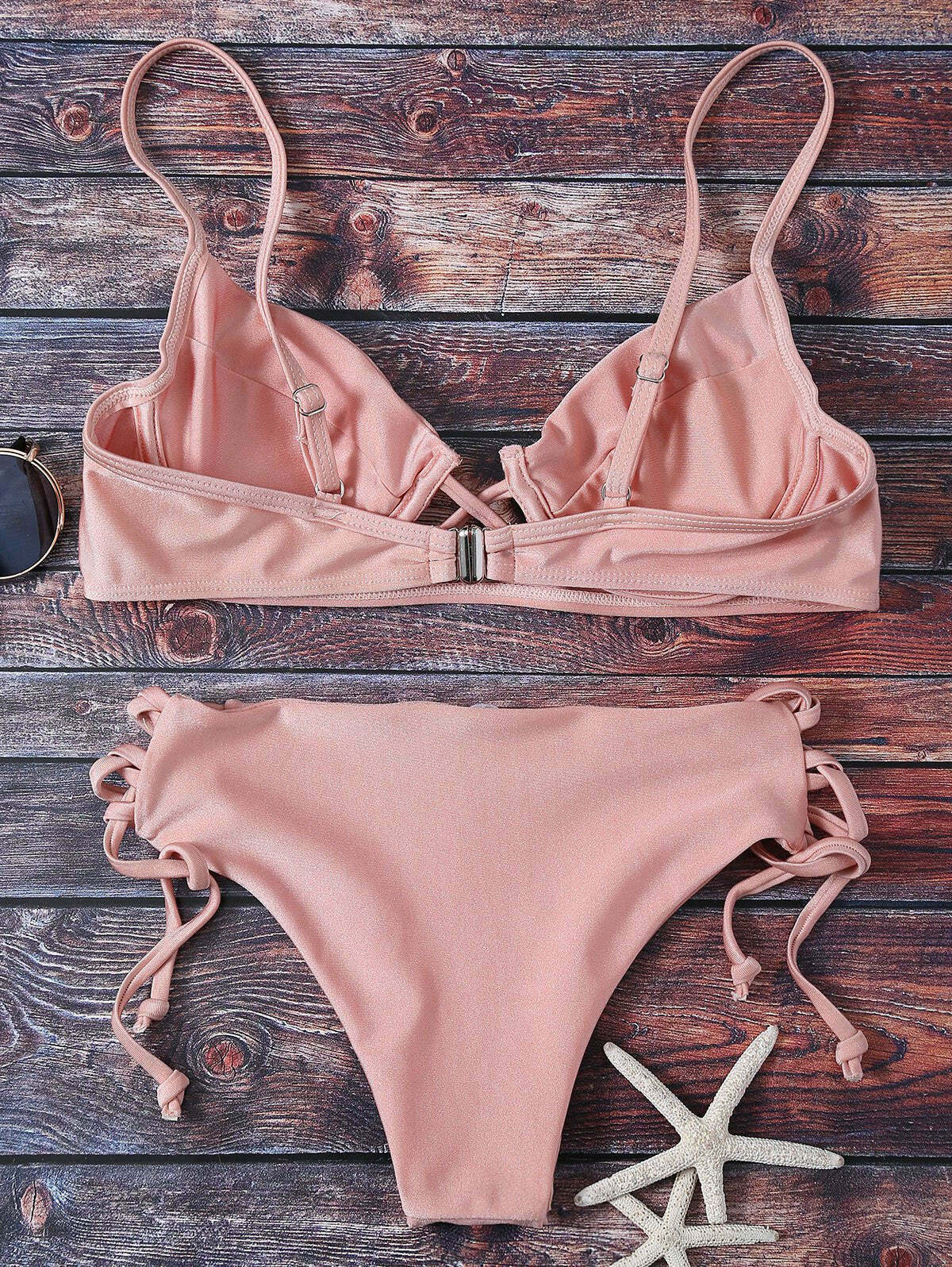 Y2K Aesthetic Cami Lace Up Bikini for Coquette and Grunge Style Fashionistas