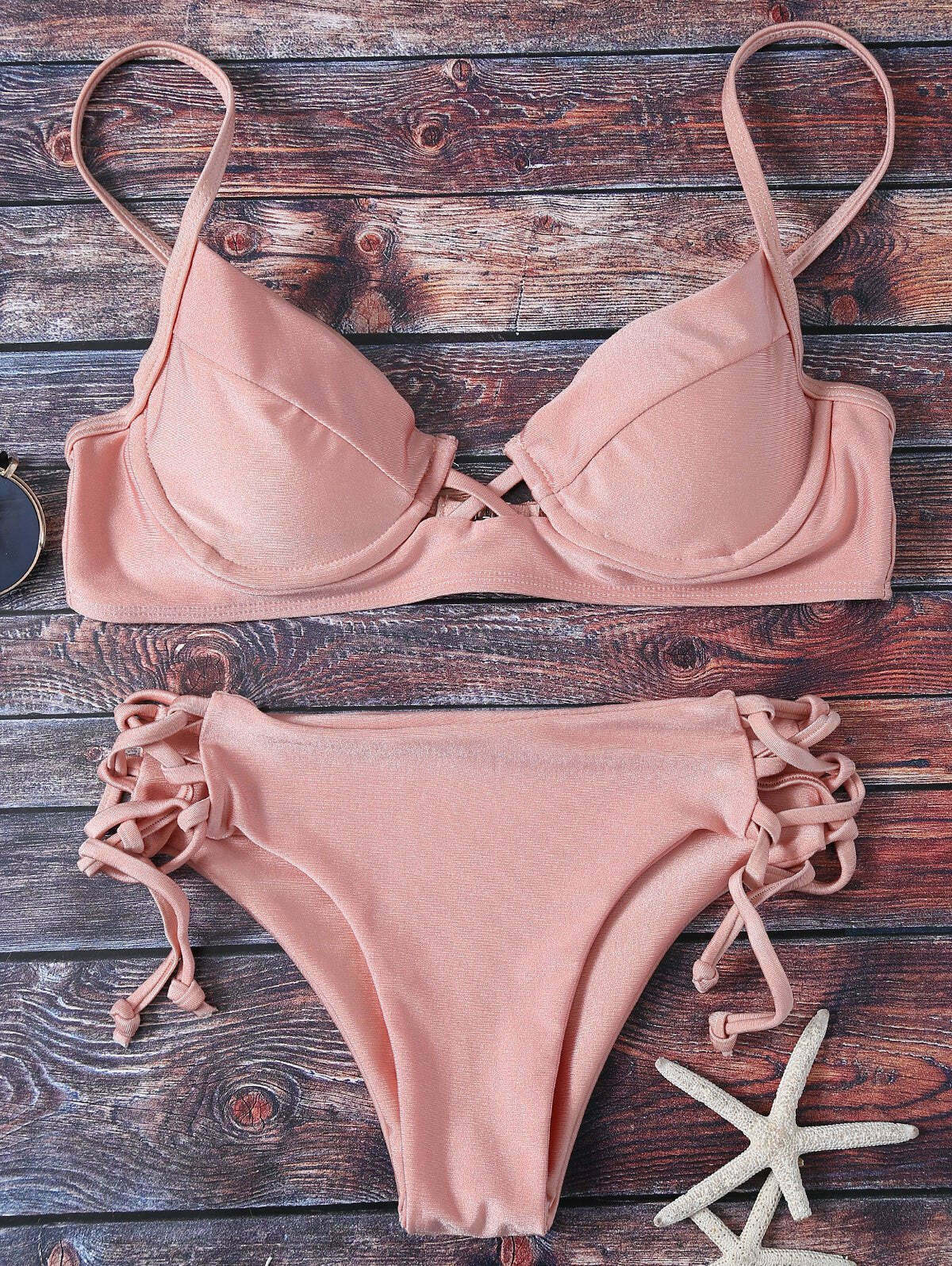 Y2K Aesthetic Cami Lace Up Bikini for Coquette and Grunge Style Fashionistas