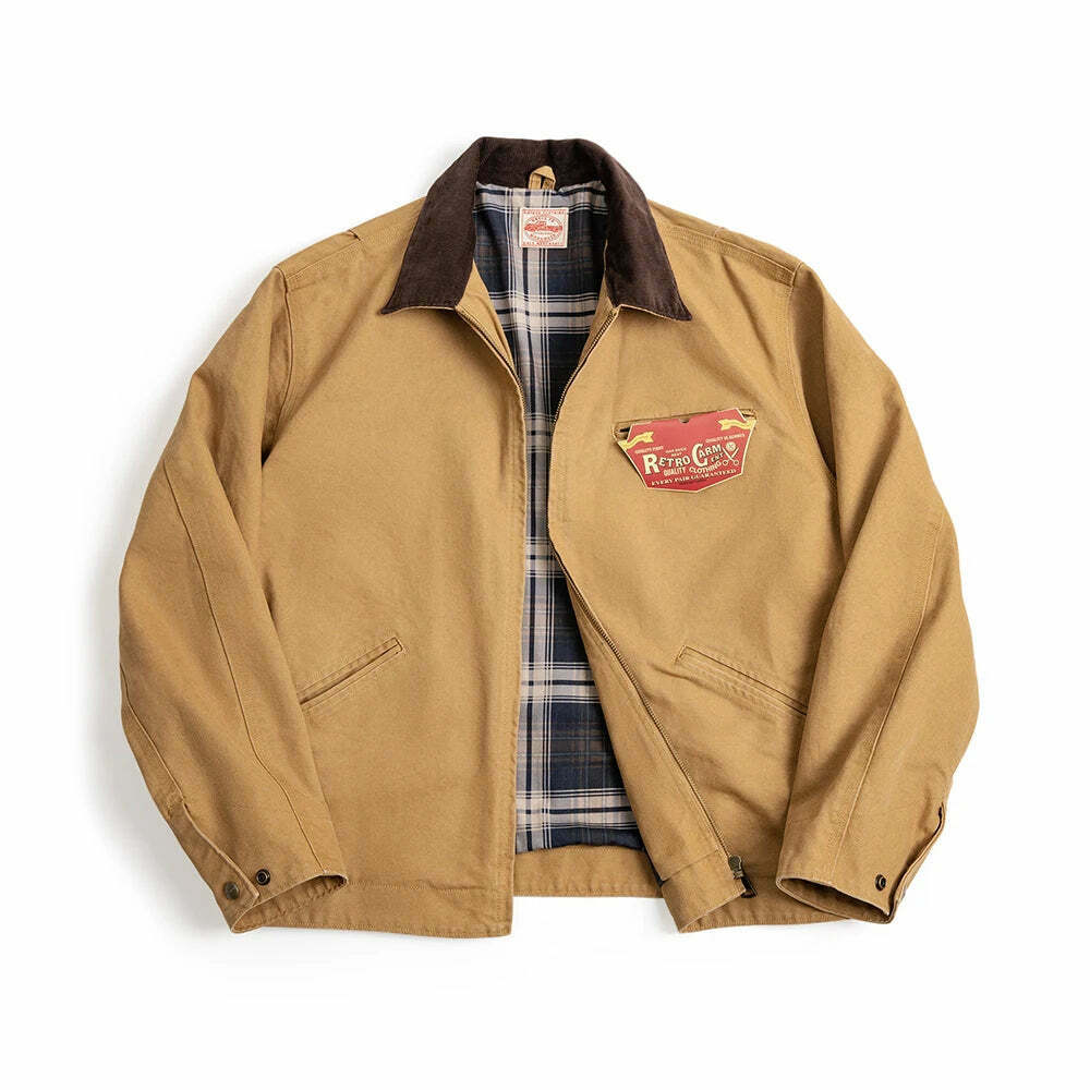 Y2K Aesthetic Canvas Workwear Jacket for Women - Coquette Grunge Fashion