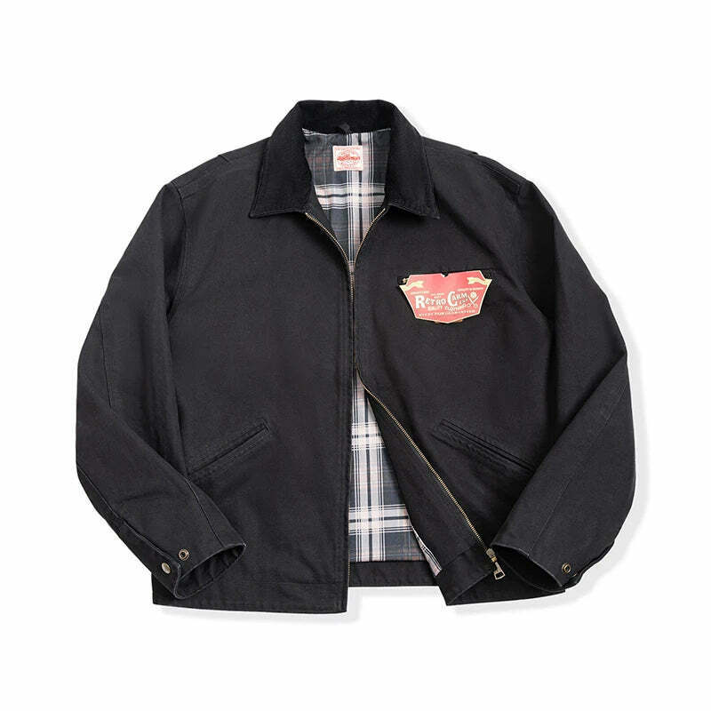 Y2K Aesthetic Canvas Workwear Jacket for Women - Coquette Grunge Fashion