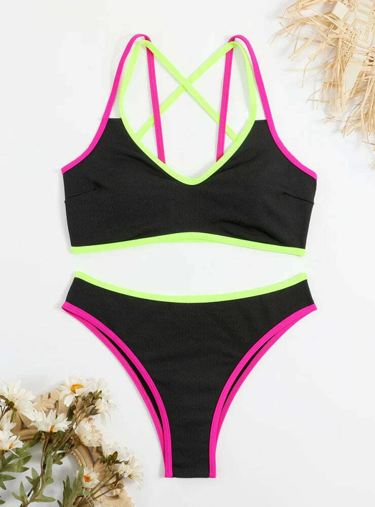Y2K Aesthetic Cargo Skirt & Cute Crop Top Set - Coquette Style Swimsuit for Women