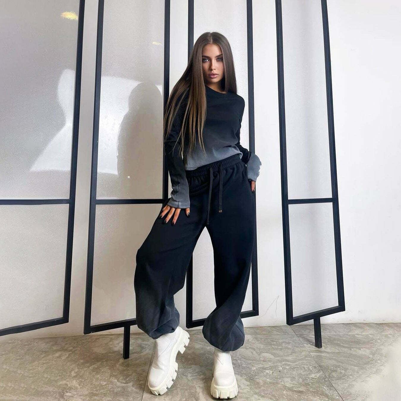 Y2K Aesthetic Cargo Skirt & Hoodie Set for Urban Street Style Women