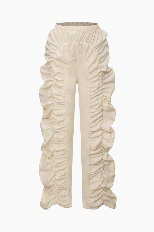 Y2K Aesthetic Cargo Skirt - Coquette Style Grunge Outfits with Solid Ruched Straight Leg Pants
