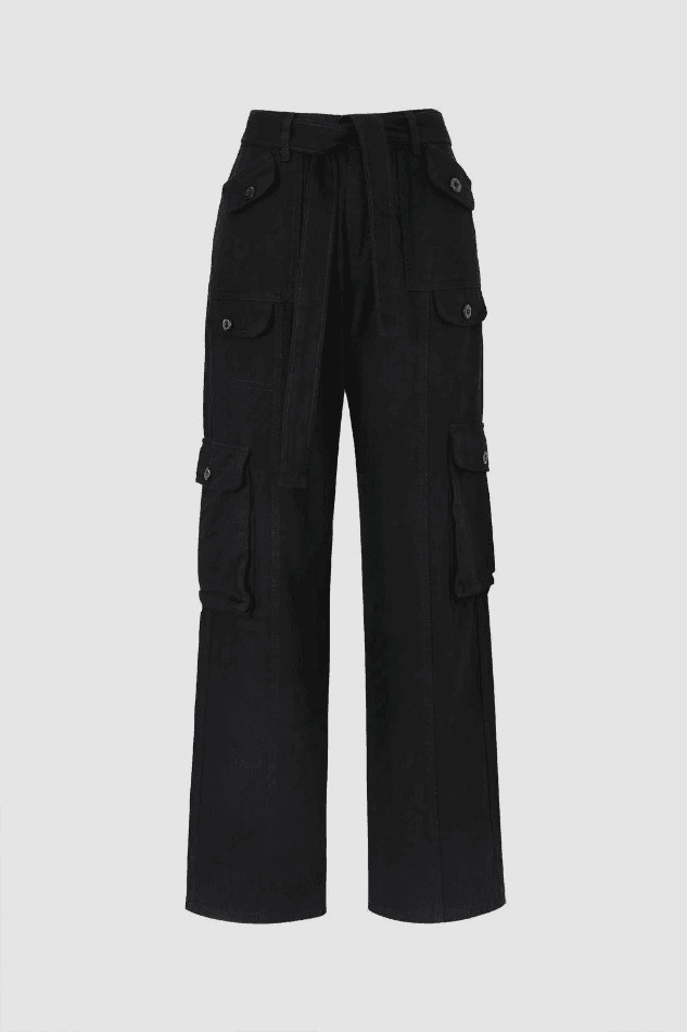 Y2K Aesthetic Cargo Skirt: Coquette Grunge Style with Multi Pocket Tie Waist - Women's Niche Fashion