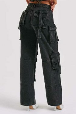 Y2K Aesthetic Cargo Skirt: Coquette Grunge with Pastel Goth Vibes - Multi-Pocket Denim