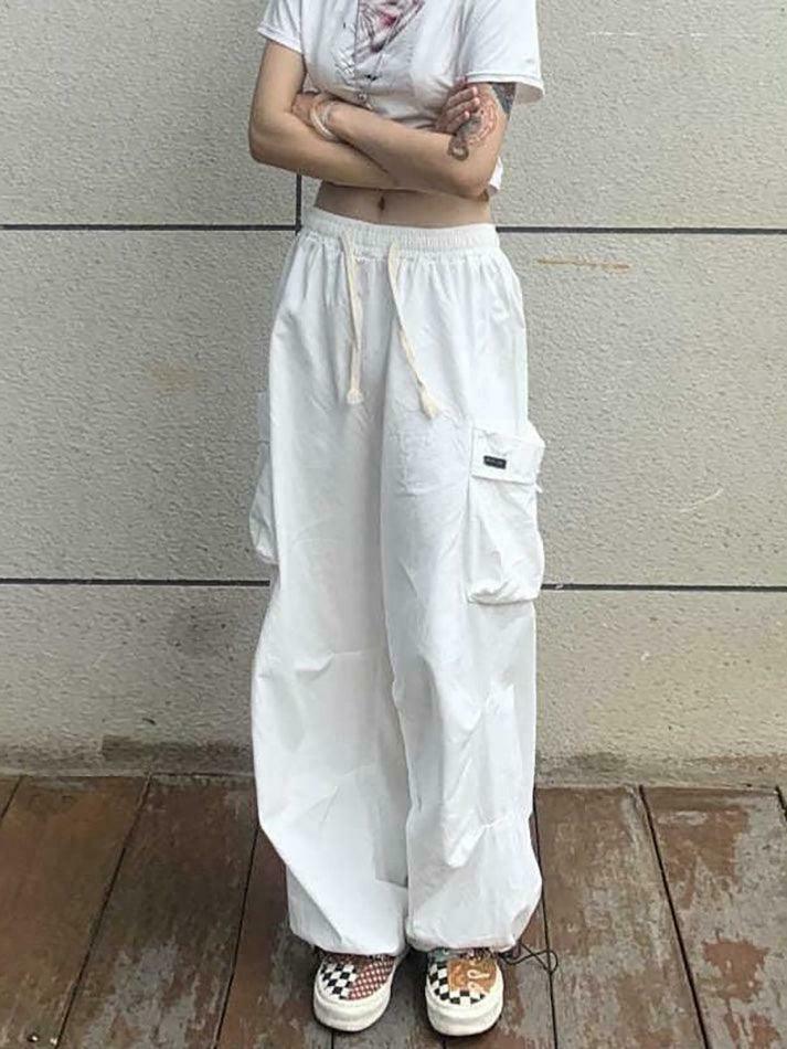 Y2K Aesthetic Cargo Skirt: Coquette Style Grunge Fashion - Drawstring Cargo Joggers