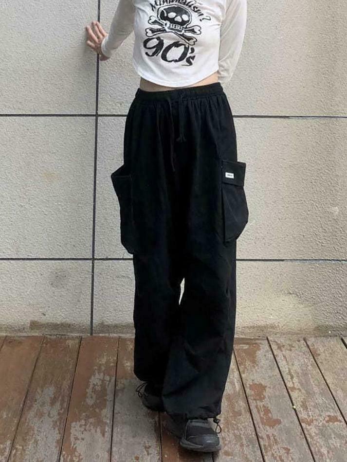 Y2K Aesthetic Cargo Skirt: Coquette Style Grunge Fashion - Drawstring Cargo Joggers