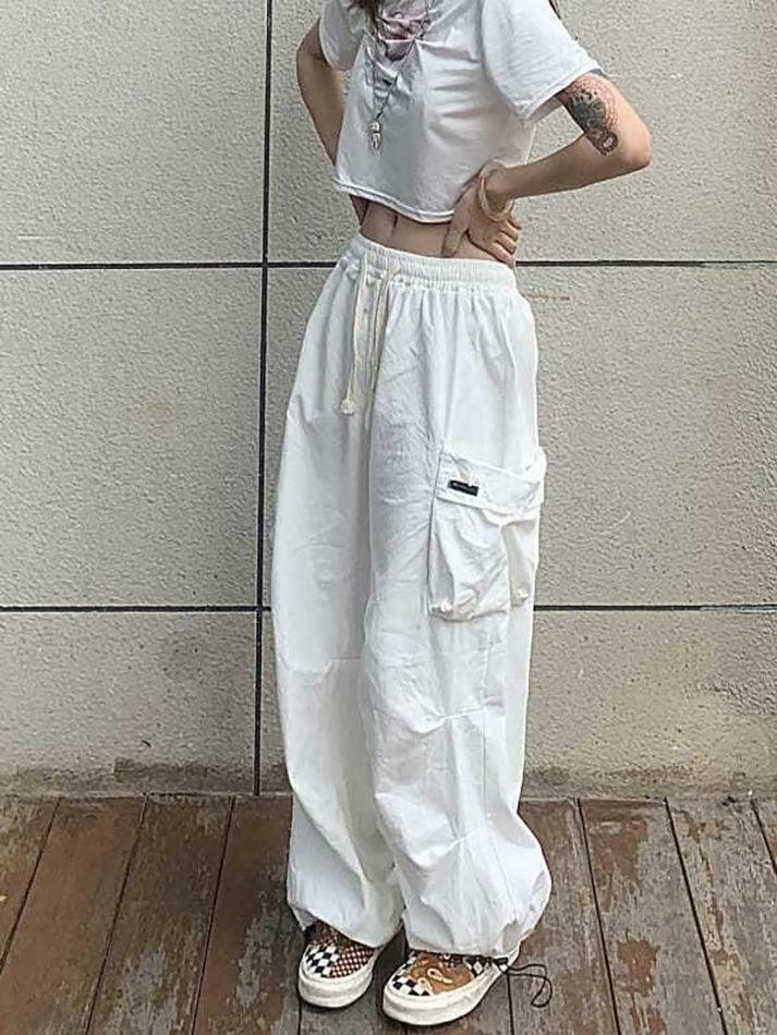 Y2K Aesthetic Cargo Skirt: Coquette Style Grunge Fashion - Drawstring Cargo Joggers