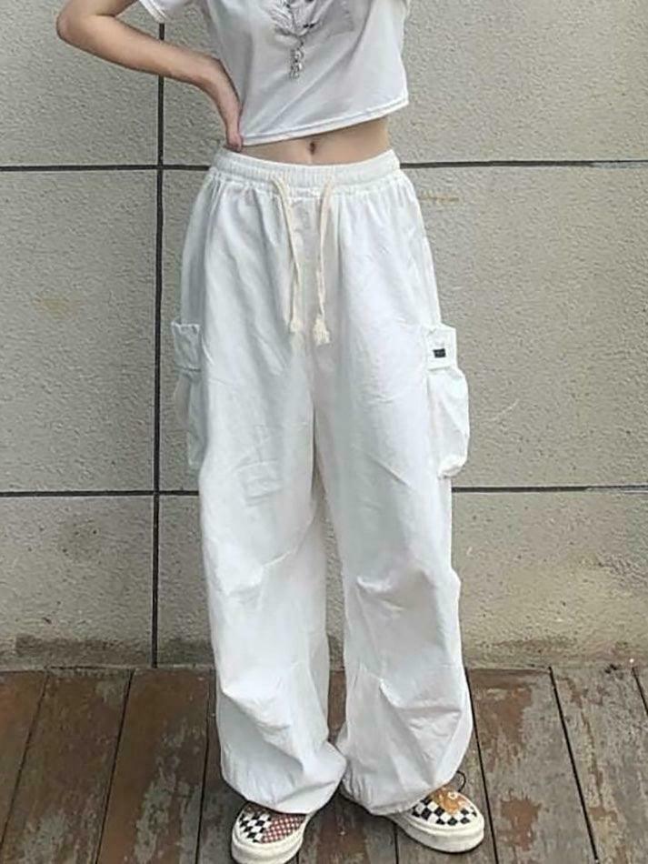 Y2K Aesthetic Cargo Skirt: Coquette Style Grunge Fashion - Drawstring Cargo Joggers