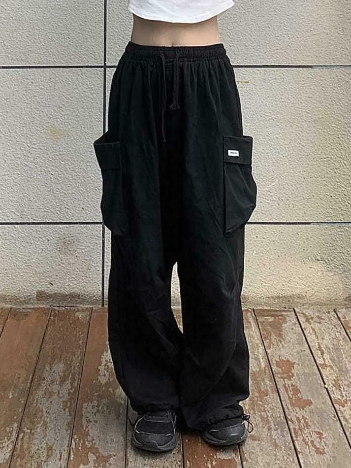 Y2K Aesthetic Cargo Skirt: Coquette Style Grunge Fashion - Drawstring Cargo Joggers