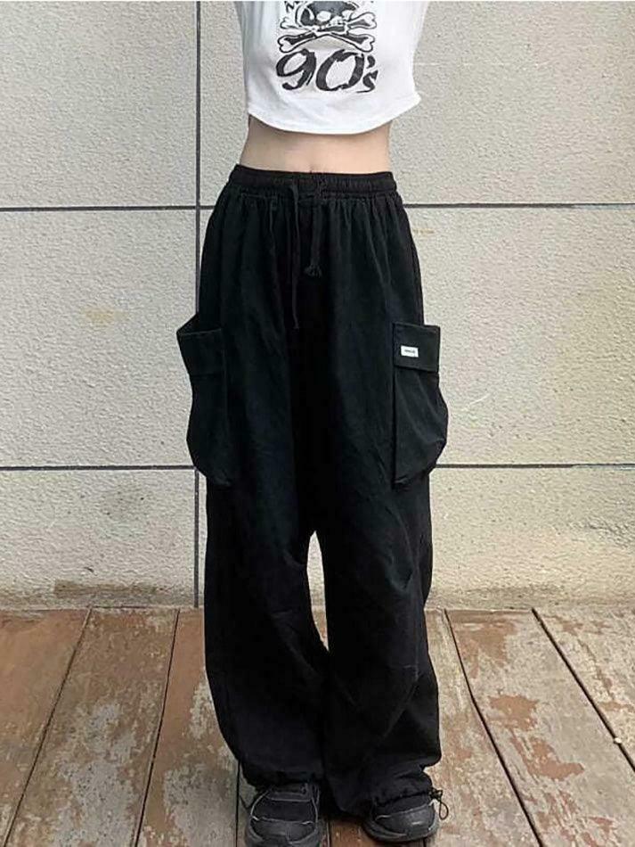 Y2K Aesthetic Cargo Skirt: Coquette Style Grunge Fashion - Drawstring Cargo Joggers