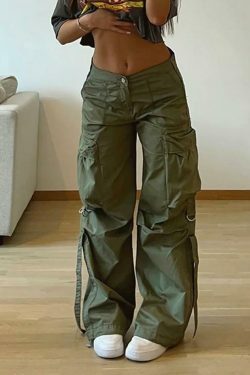 Y2K Aesthetic Cargo Skirt: Coquette Style Grunge Fashion - Wide Leg Cargo Pants