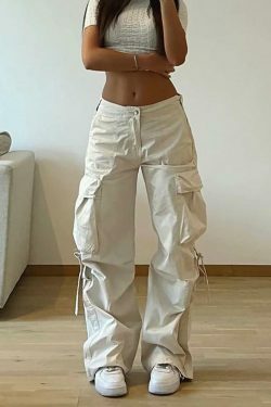 Y2K Aesthetic Cargo Skirt: Coquette Style Grunge Fashion - Wide Leg Cargo Pants