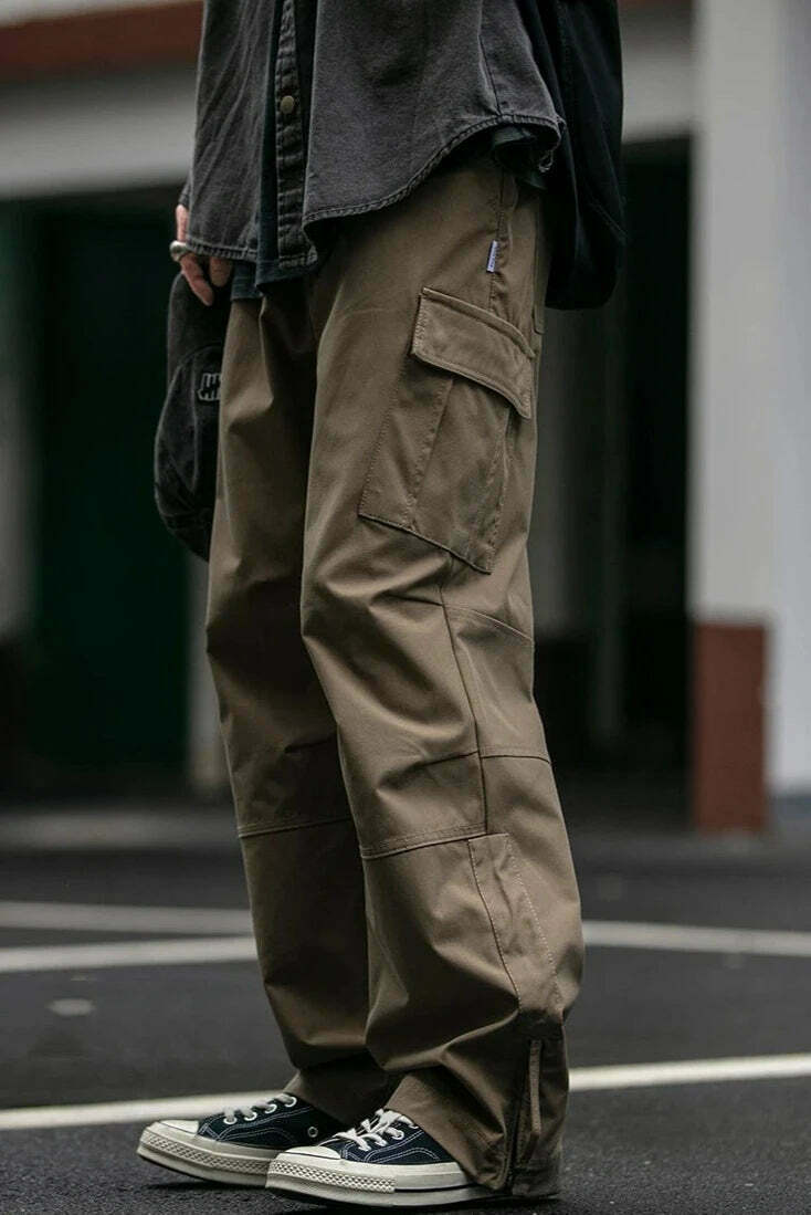 Y2K Aesthetic Cargo Skirt: Coquette Style Grunge Fashion for Women - Straight Leg Twill Cargo Pants