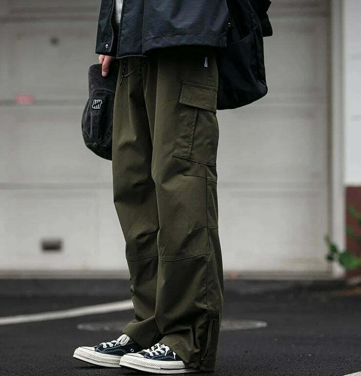 Y2K Aesthetic Cargo Skirt: Coquette Style Grunge Fashion for Women - Straight Leg Twill Cargo Pants