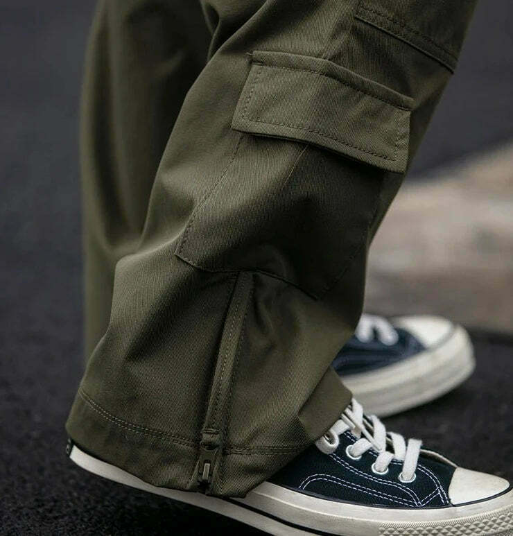 Y2K Aesthetic Cargo Skirt: Coquette Style Grunge Fashion for Women - Straight Leg Twill Cargo Pants