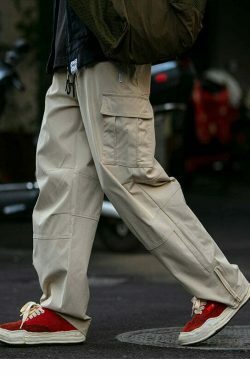 Y2K Aesthetic Cargo Skirt: Coquette Style Grunge Fashion for Women - Straight Leg Twill Cargo Pants