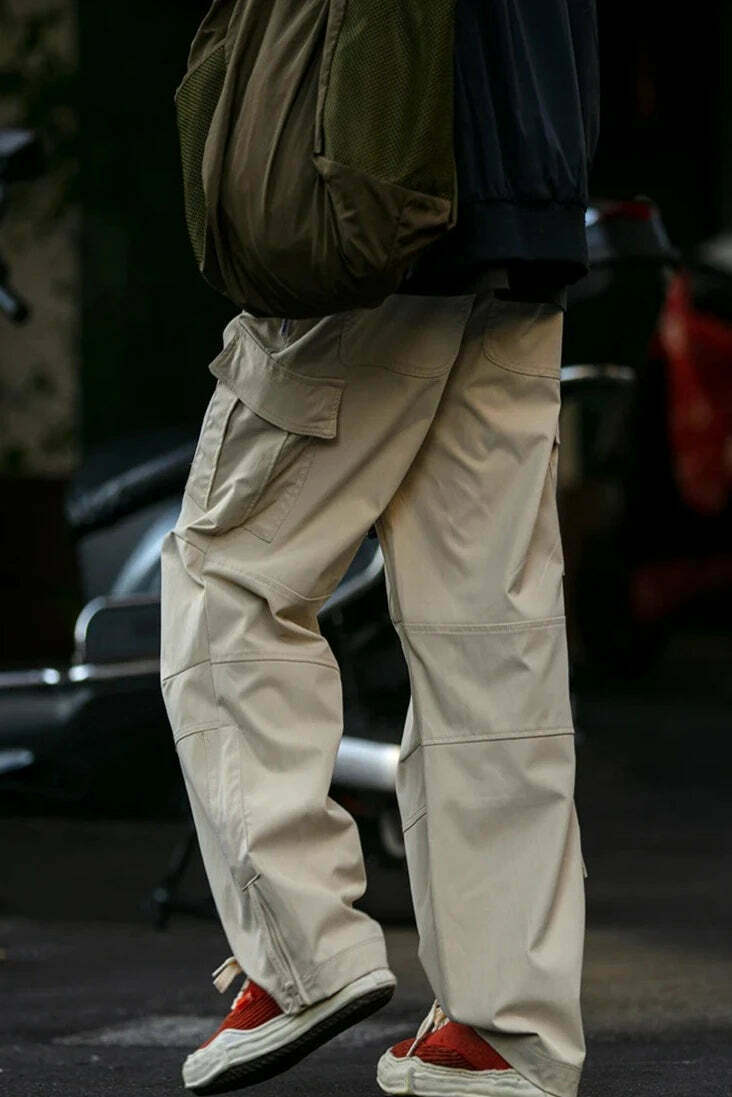 Y2K Aesthetic Cargo Skirt: Coquette Style Grunge Fashion for Women - Straight Leg Twill Cargo Pants