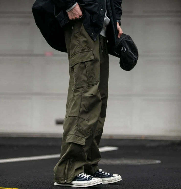Y2K Aesthetic Cargo Skirt: Coquette Style Grunge Fashion for Women - Straight Leg Twill Cargo Pants