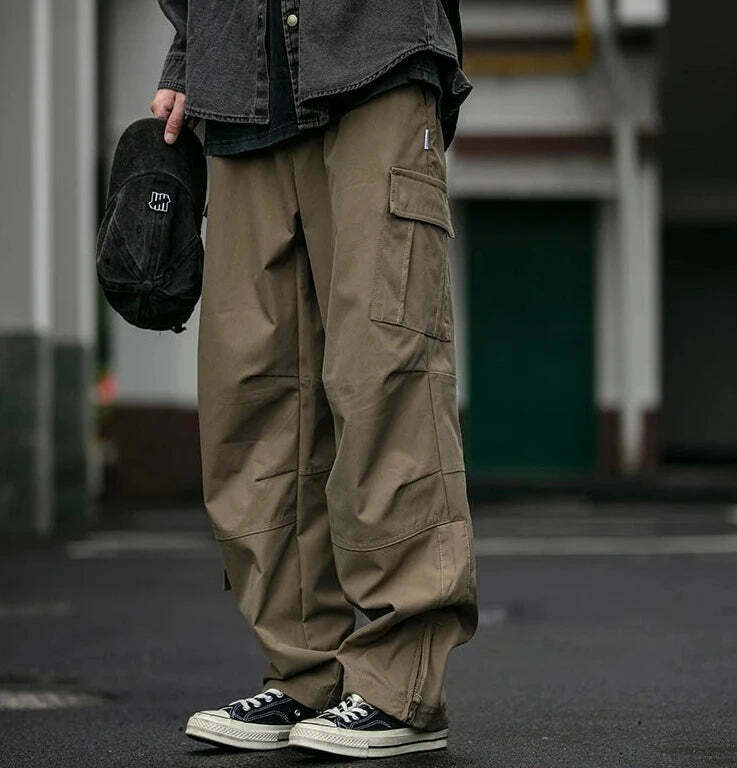 Y2K Aesthetic Cargo Skirt: Coquette Style Grunge Fashion for Women - Straight Leg Twill Cargo Pants
