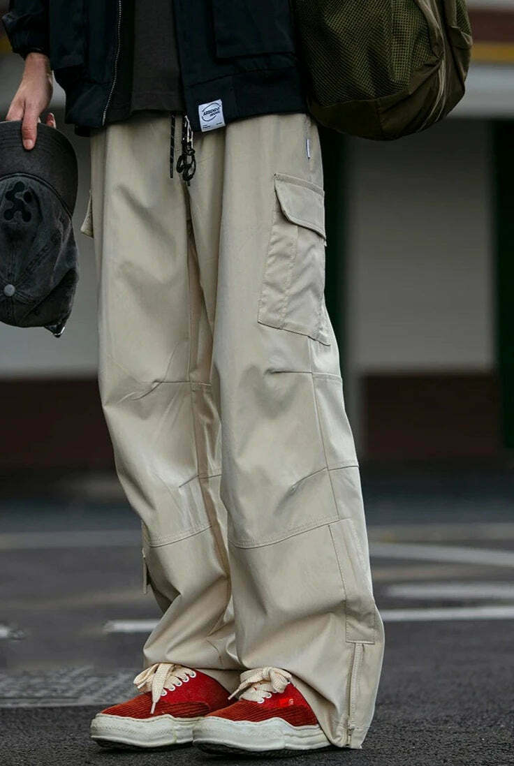 Y2K Aesthetic Cargo Skirt: Coquette Style Grunge Fashion for Women - Straight Leg Twill Cargo Pants