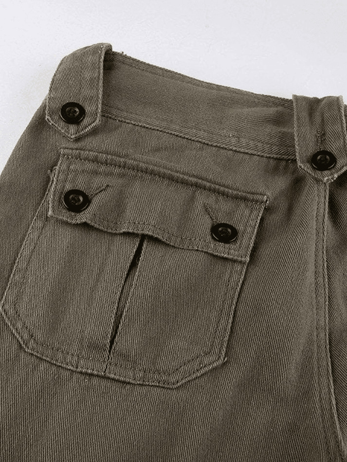Y2K Aesthetic Cargo Skirt: Coquette Style Grunge Fashion with Buttoned Straight Leg Jeans