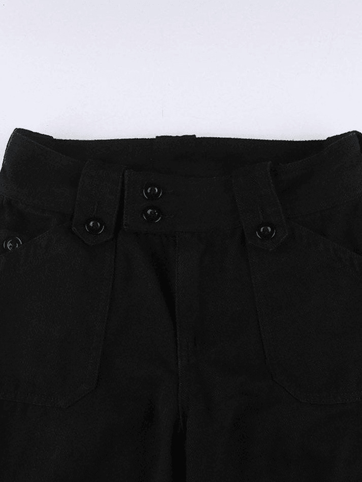 Y2K Aesthetic Cargo Skirt: Coquette Style Grunge Fashion with Buttoned Straight Leg Jeans