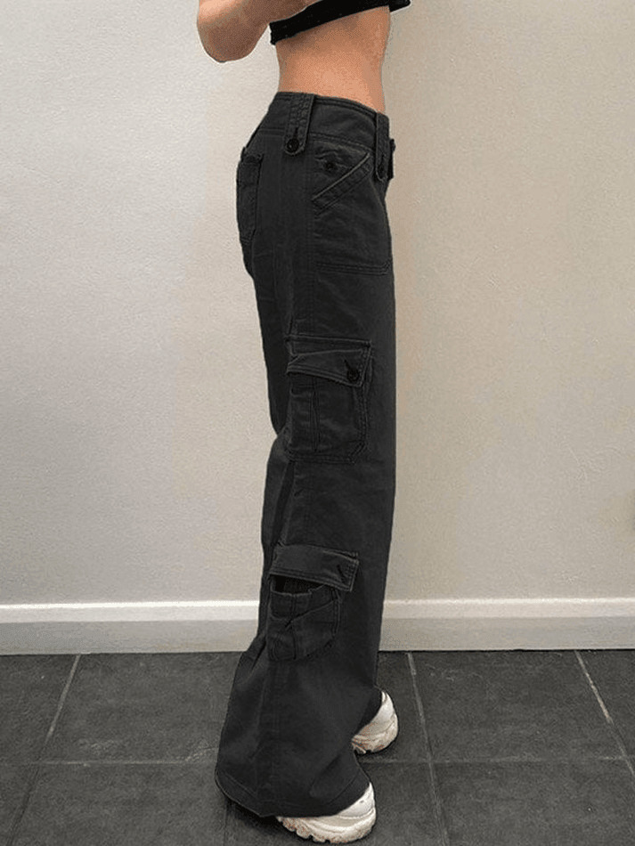 Y2K Aesthetic Cargo Skirt: Coquette Style Grunge Fashion with Buttoned Straight Leg Jeans