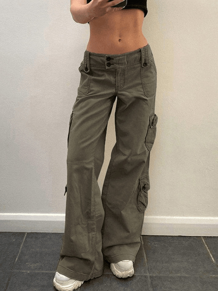 Y2K Aesthetic Cargo Skirt: Coquette Style Grunge Fashion with Buttoned Straight Leg Jeans