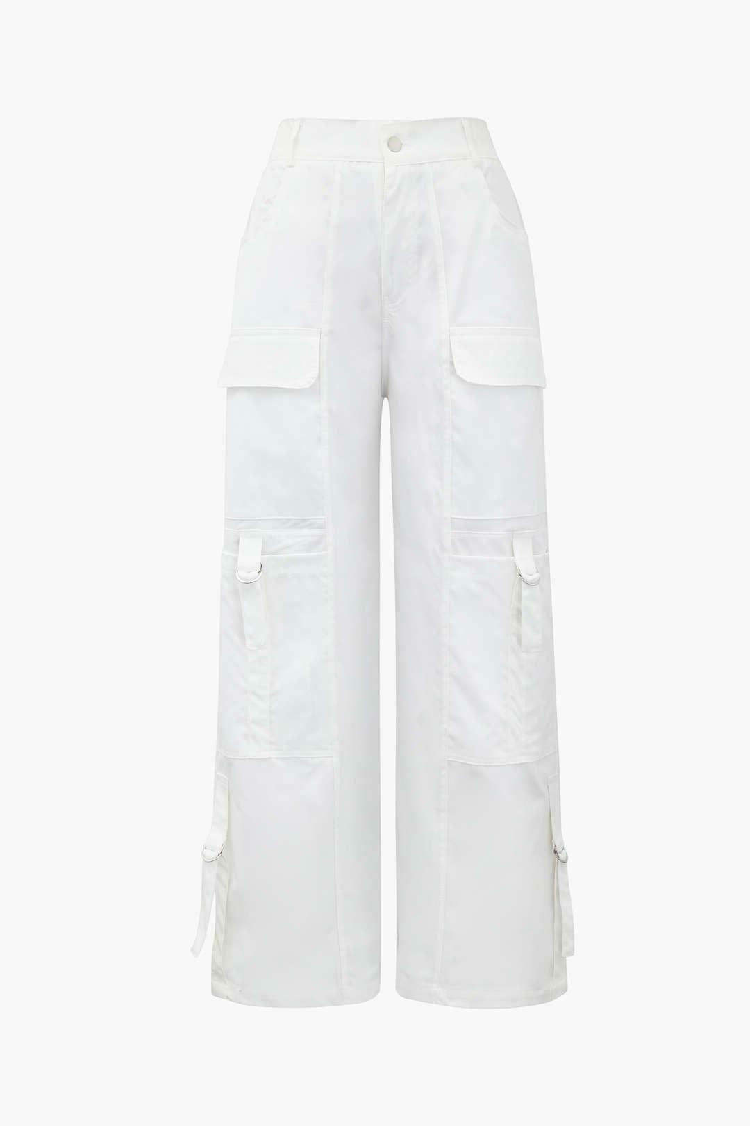 Y2K Aesthetic Cargo Skirt: Coquette Style Grunge Fashion with Flap Pocket Wide Leg Design