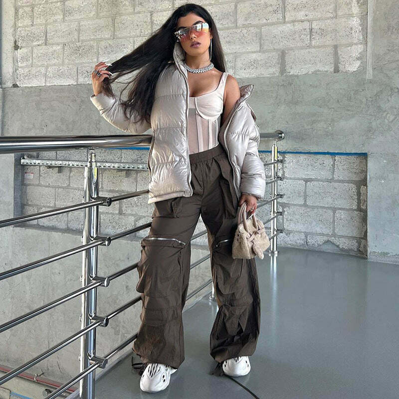 Y2K Aesthetic Cargo Skirt: Coquette Style Grunge Fashion with Pastel Goth Vibes