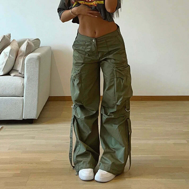 Y2K Aesthetic Cargo Skirt: Coquette Style Grunge Fashion with Street Style Pants and Large Pockets