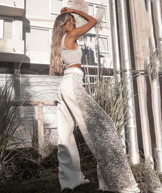 Y2K Aesthetic Cargo Skirt: Coquette Style Grunge Fashion with Stylish Print Stitching Jeans