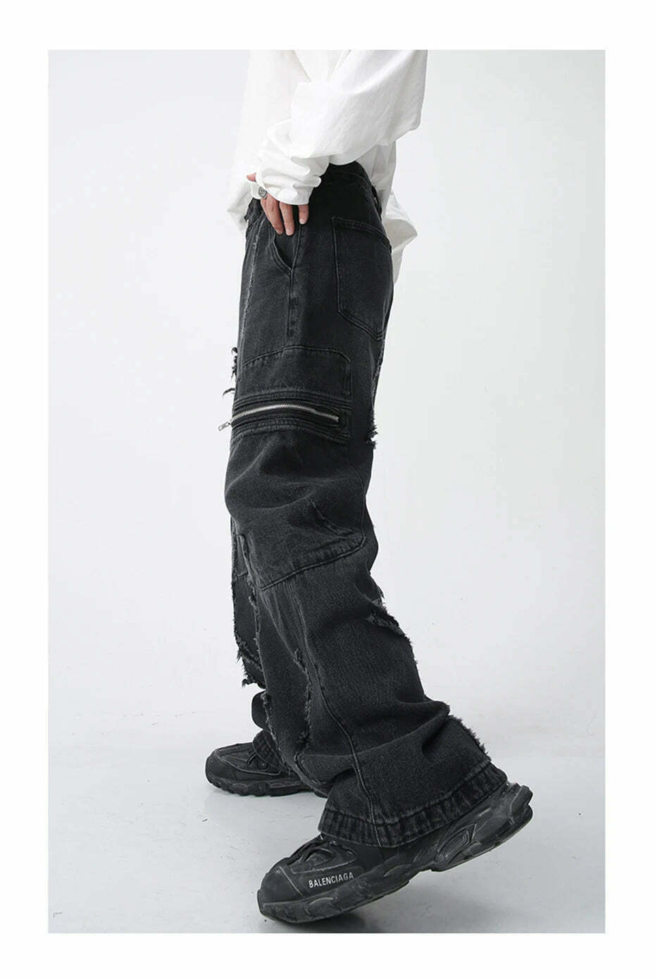Y2K Aesthetic Cargo Skirt: Coquette Style Grunge Outfit with Loose Fit Cargo Jeans