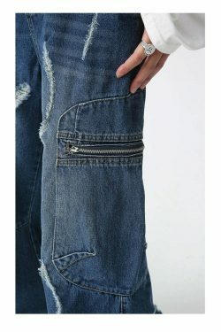 Y2K Aesthetic Cargo Skirt: Coquette Style Grunge Outfit with Loose Fit Cargo Jeans