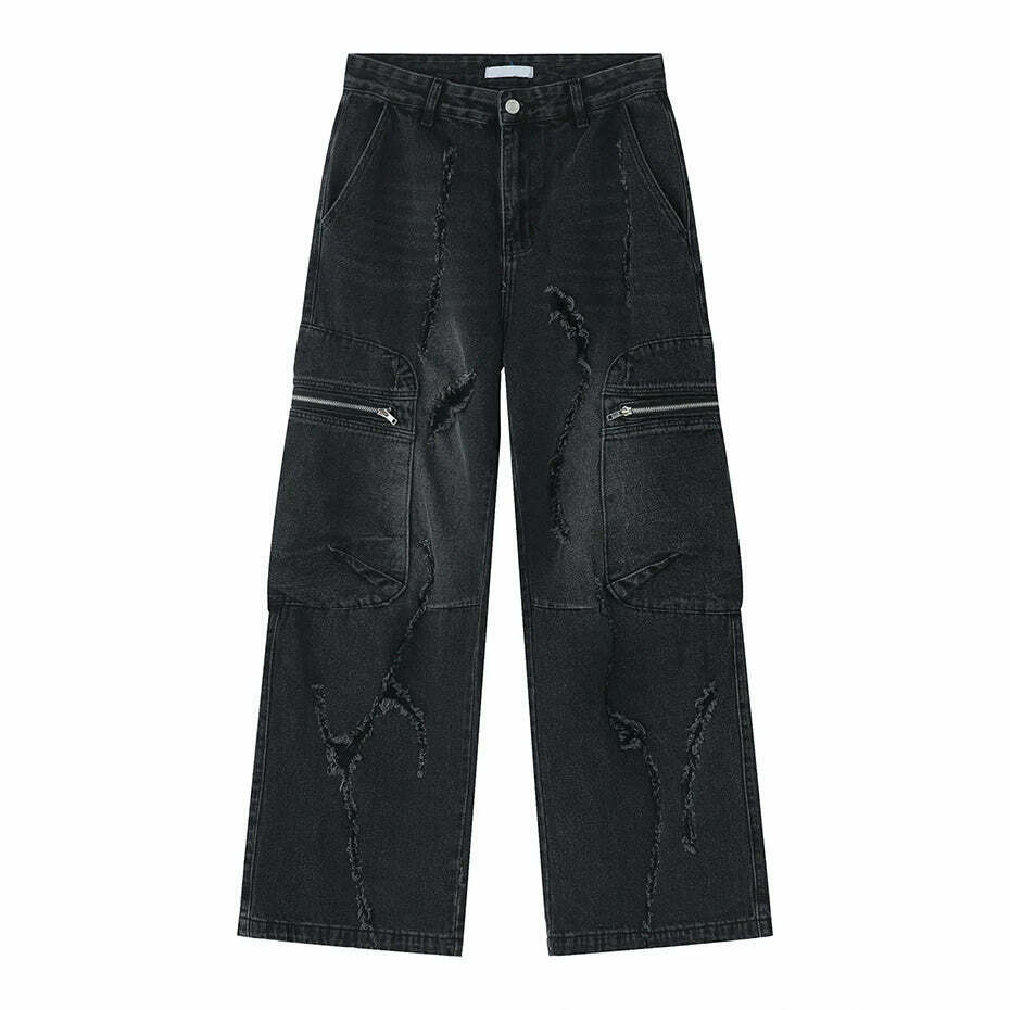 Y2K Aesthetic Cargo Skirt: Coquette Style Grunge Outfit with Loose Fit Cargo Jeans