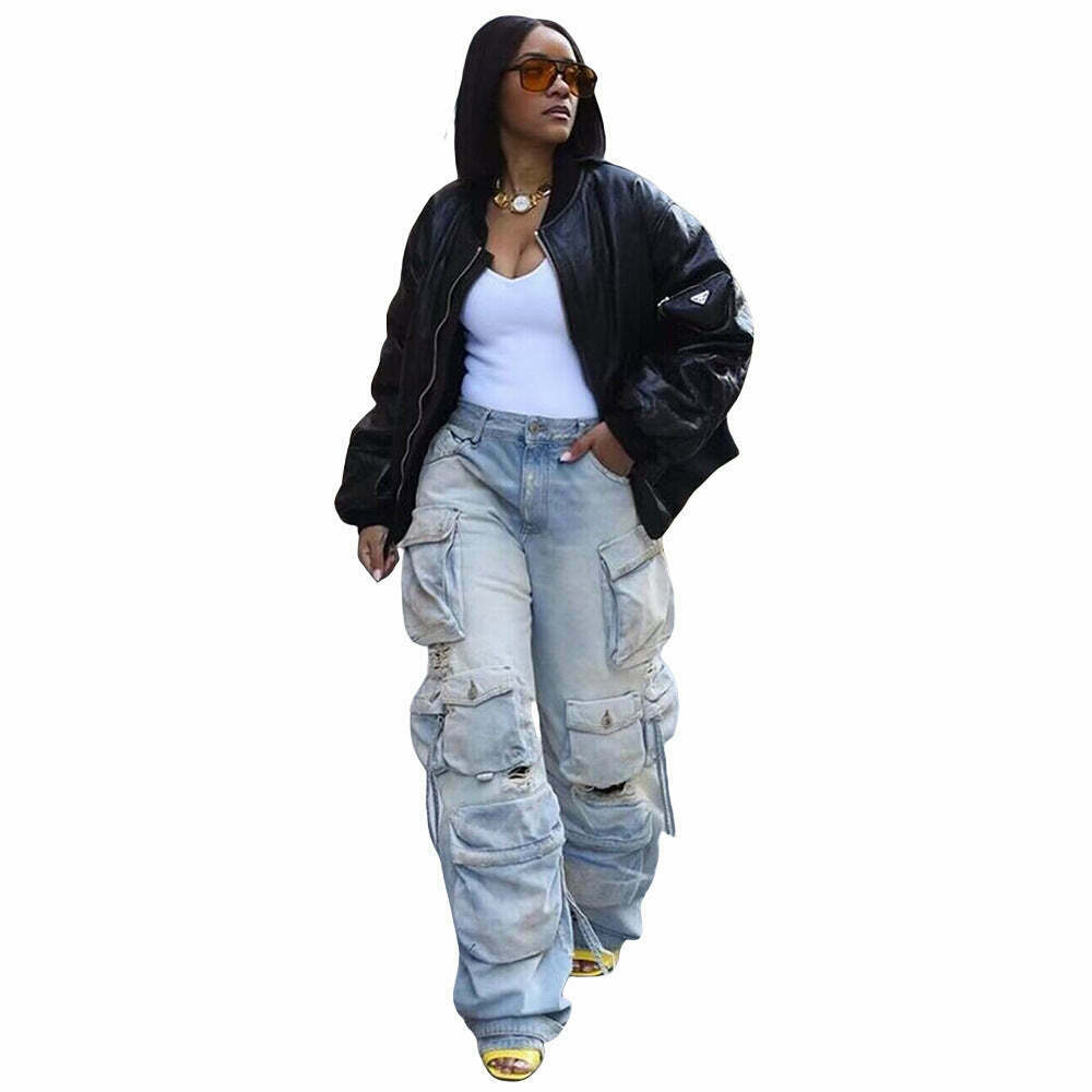 Y2K Aesthetic Cargo Skirt: Coquette Style Grunge Outfit with Retro Multi-Pocket Denim Pants