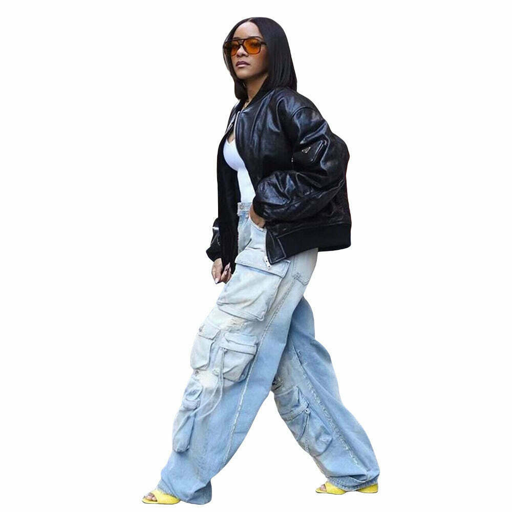 Y2K Aesthetic Cargo Skirt: Coquette Style Grunge Outfit with Retro Multi-Pocket Denim Pants