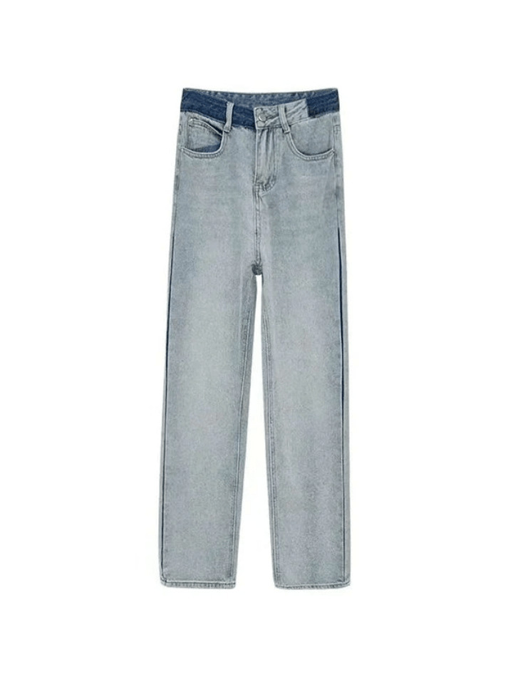 Y2K Aesthetic Cargo Skirt in Contrasting Color Drape Slim Jeans