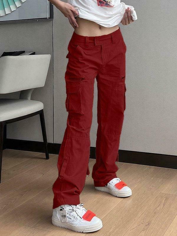 Y2K Aesthetic Cargo Skirt: Low Waist Baggy Parachute Cargo Pants
