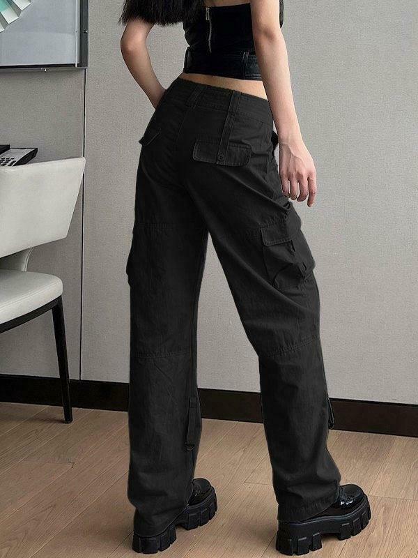 Y2K Aesthetic Cargo Skirt: Low Waist Baggy Parachute Cargo Pants