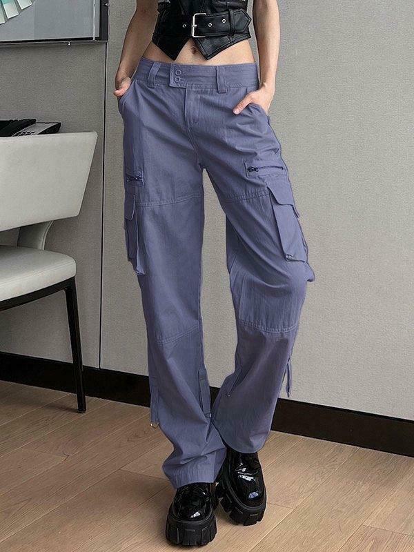 Y2K Aesthetic Cargo Skirt: Low Waist Baggy Parachute Cargo Pants