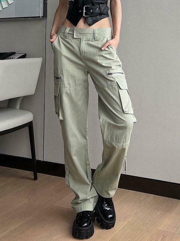 Y2K Aesthetic Cargo Skirt: Low Waist Baggy Parachute Cargo Pants