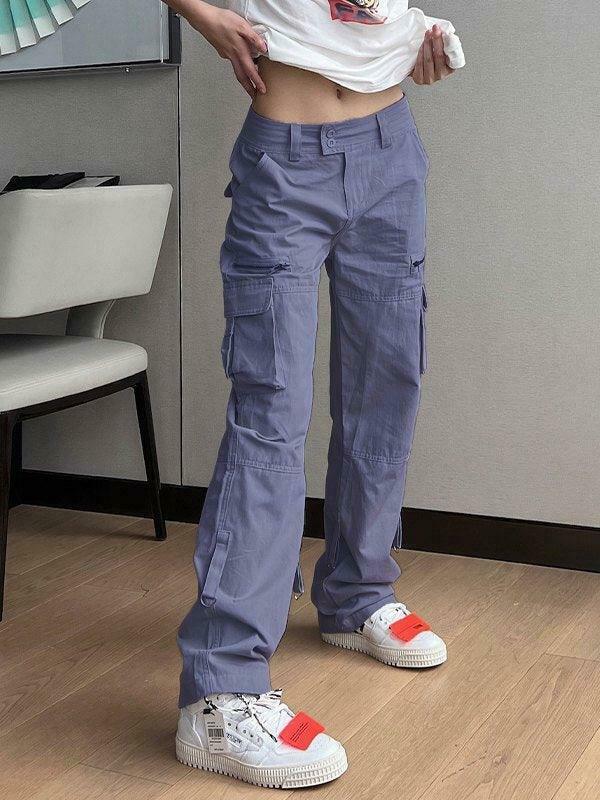 Y2K Aesthetic Cargo Skirt: Low Waist Baggy Parachute Cargo Pants