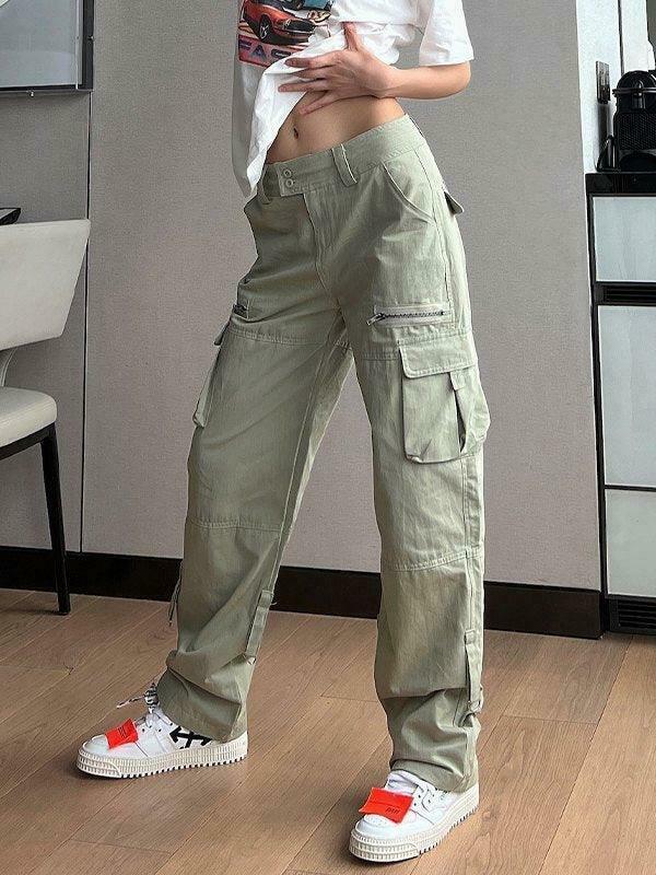 Y2K Aesthetic Cargo Skirt: Low Waist Baggy Parachute Cargo Pants