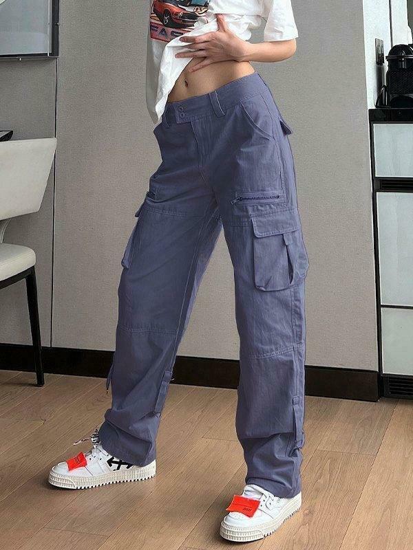 Y2K Aesthetic Cargo Skirt: Low Waist Baggy Parachute Cargo Pants
