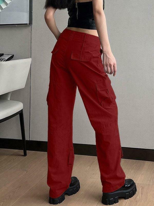 Y2K Aesthetic Cargo Skirt: Low Waist Baggy Parachute Cargo Pants
